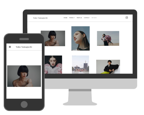 メイクアップアーティストポートフォリオサイトの画面イメージ