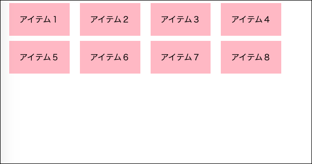 アイテム1から8のcssへwrapを記述した図