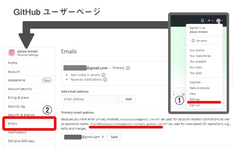 ホームページsettingsのメールアドレスの確認方法