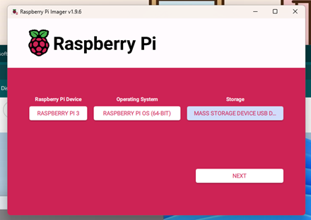 Raspberry PiのOSインストール画面